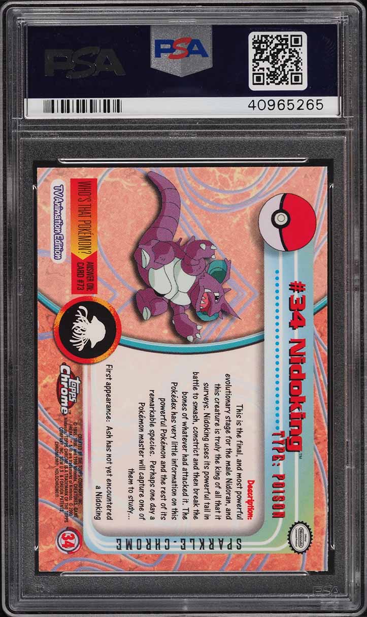 2000 Pokemon Topps Chrome Series 1 Sparkle Nidoking #34 PSA 10 GEM MINT