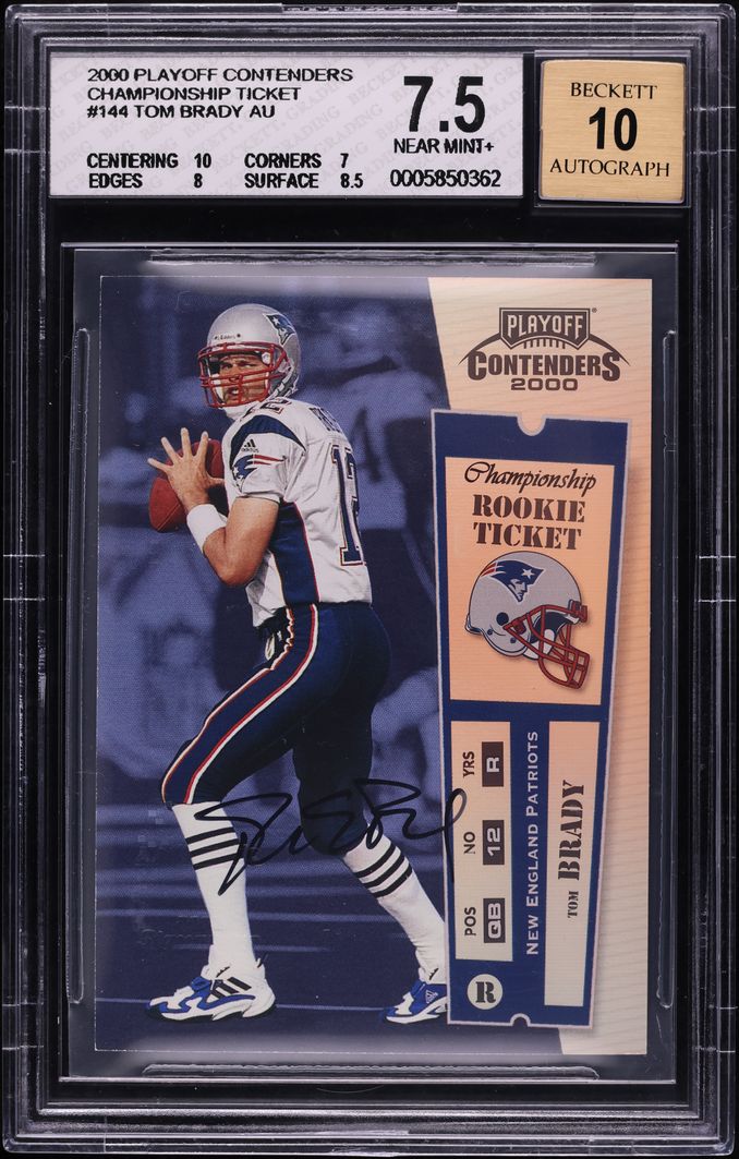 2000 Playoff Contenders Championship Ticket Tom Brady ROOKIE AUTO /100 BGS 7.5