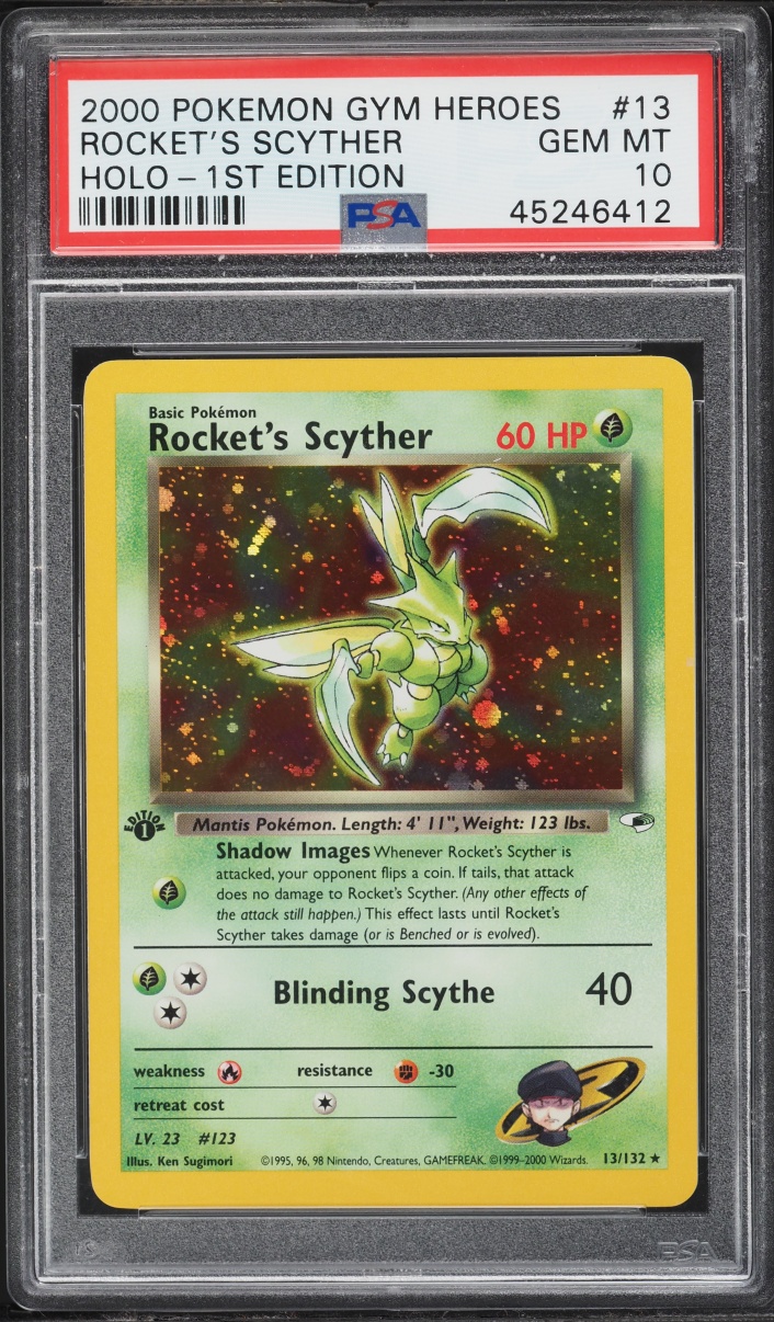 2000 Pokemon Gym Heroes 1st Edition Holo Rocket's Scyther #13 PSA 10 GEM MINT