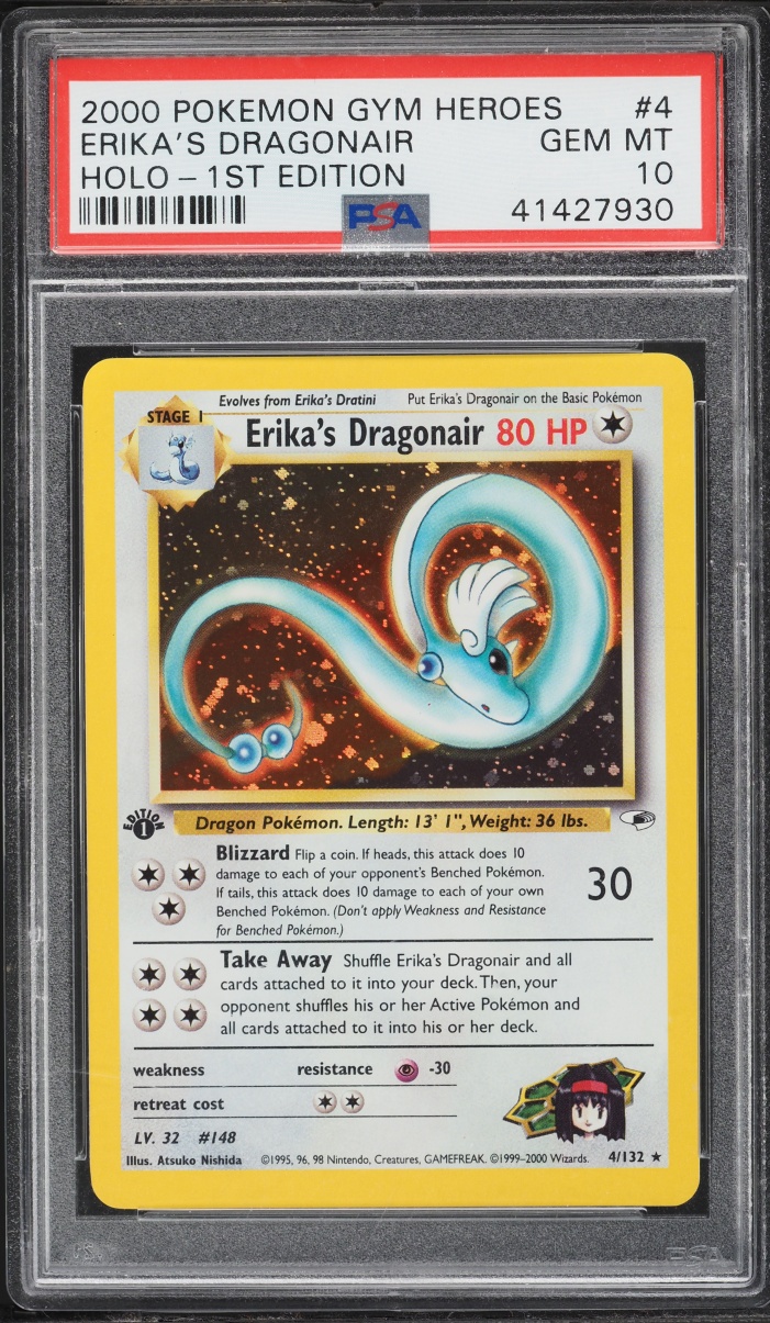 2000 Pokemon Gym Heroes 1st Edition Holo Erika's Dragonair #4 PSA 10 GEM MINT