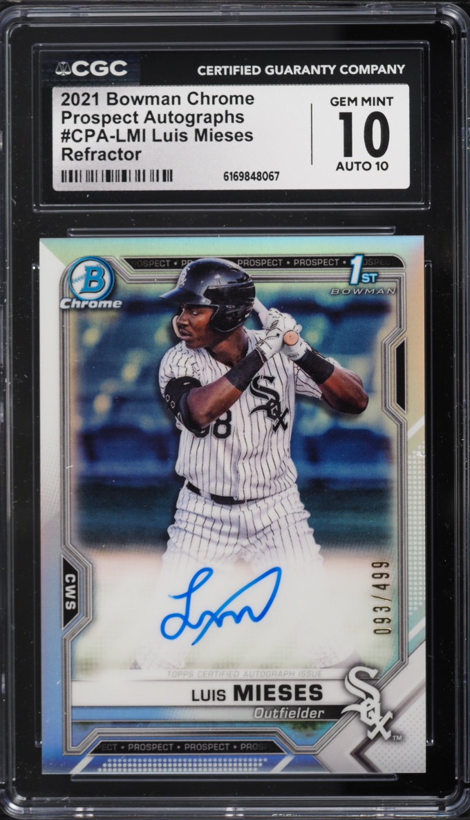 2021 Bowman Chrome Refractor Luis Mieses PROSPECT AUTO /499 #CPA-LMI CGC 10 GEM MINT