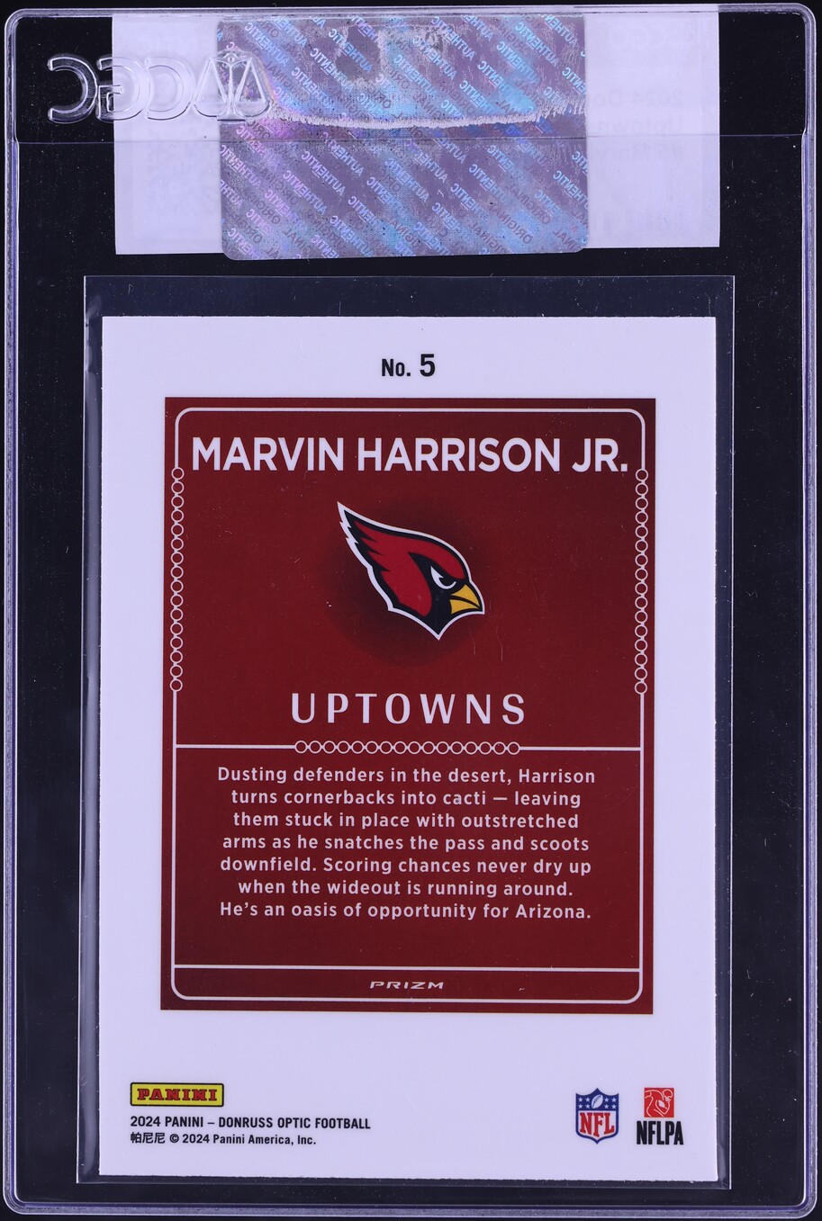 2024 Donruss Optic Uptowns Marvin Harrison Jr. ROOKIE #5 CGC AUTH