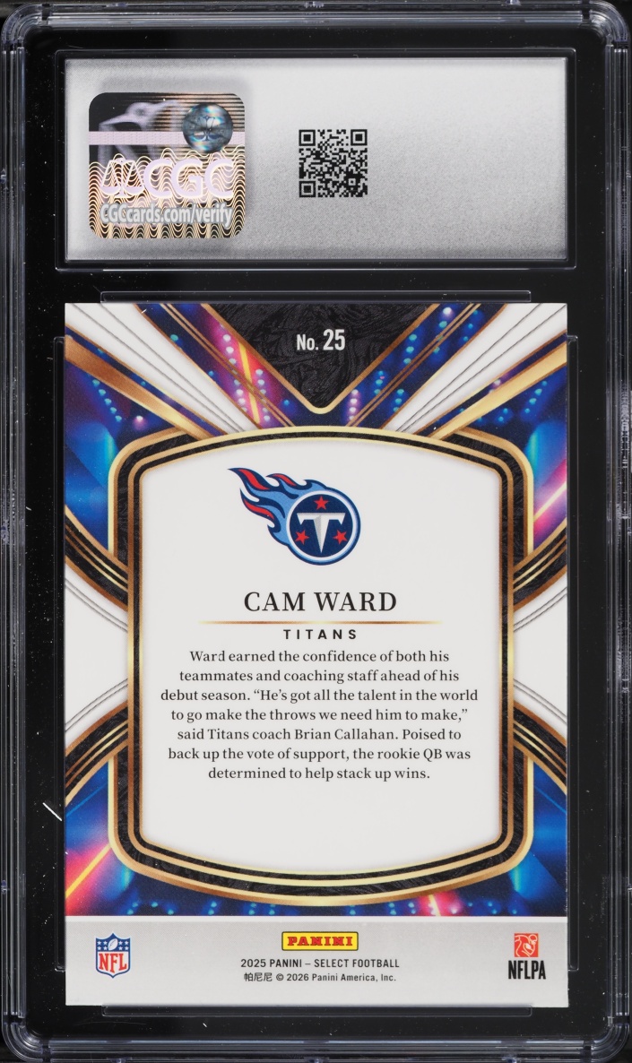 2025 Select Future Cam Ward ROOKIE #25 CGC 9.5 MINT+