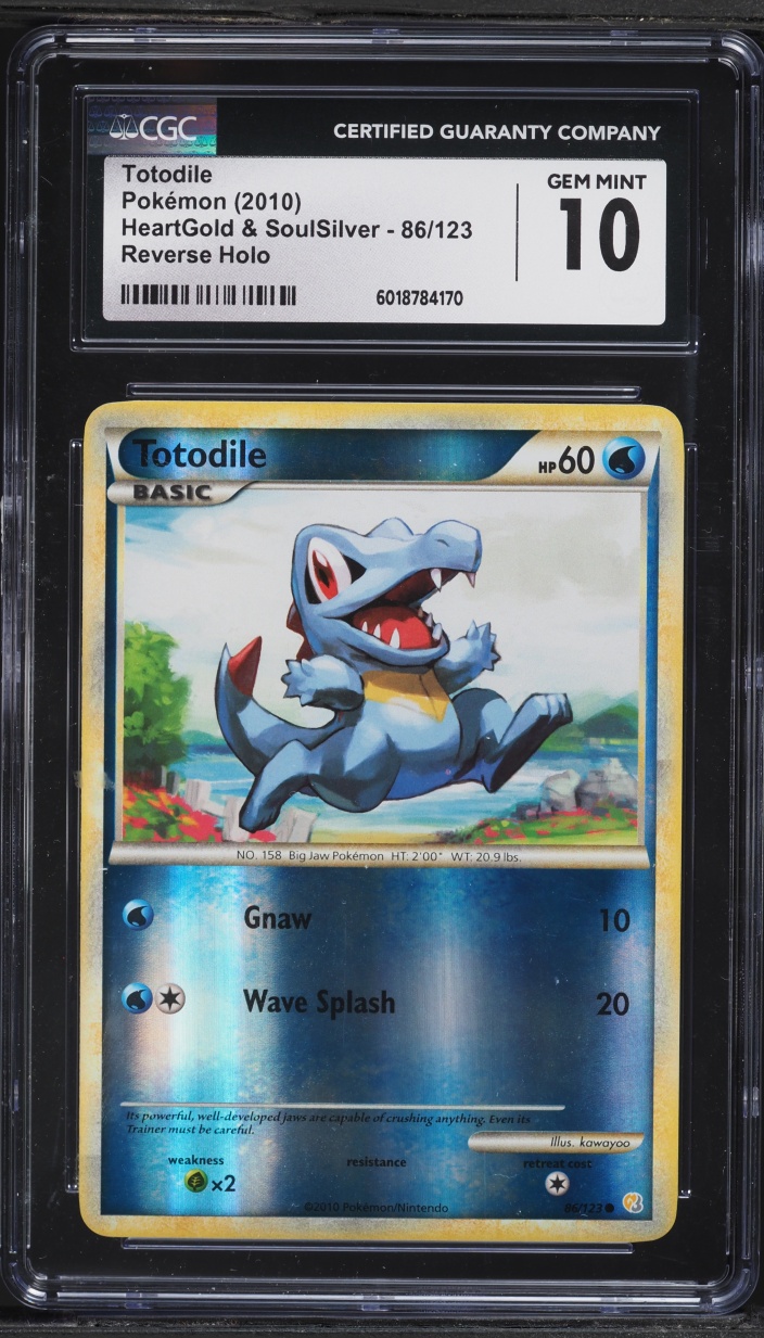 2010 Pokemon HeartGold & SoulSilver Reverse Holo Totodile #86 CGC 10 GEM MINT
