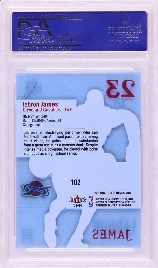 2003 Fleer E-X Essential Credentials Now LeBron James ROOKIE /102 #102 PSA 10