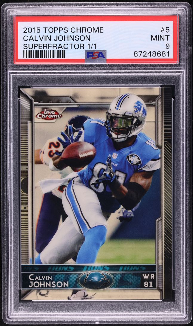 2015 Topps Chrome Superfractor Calvin Johnson 1/1 #5 PSA 9 MINT
