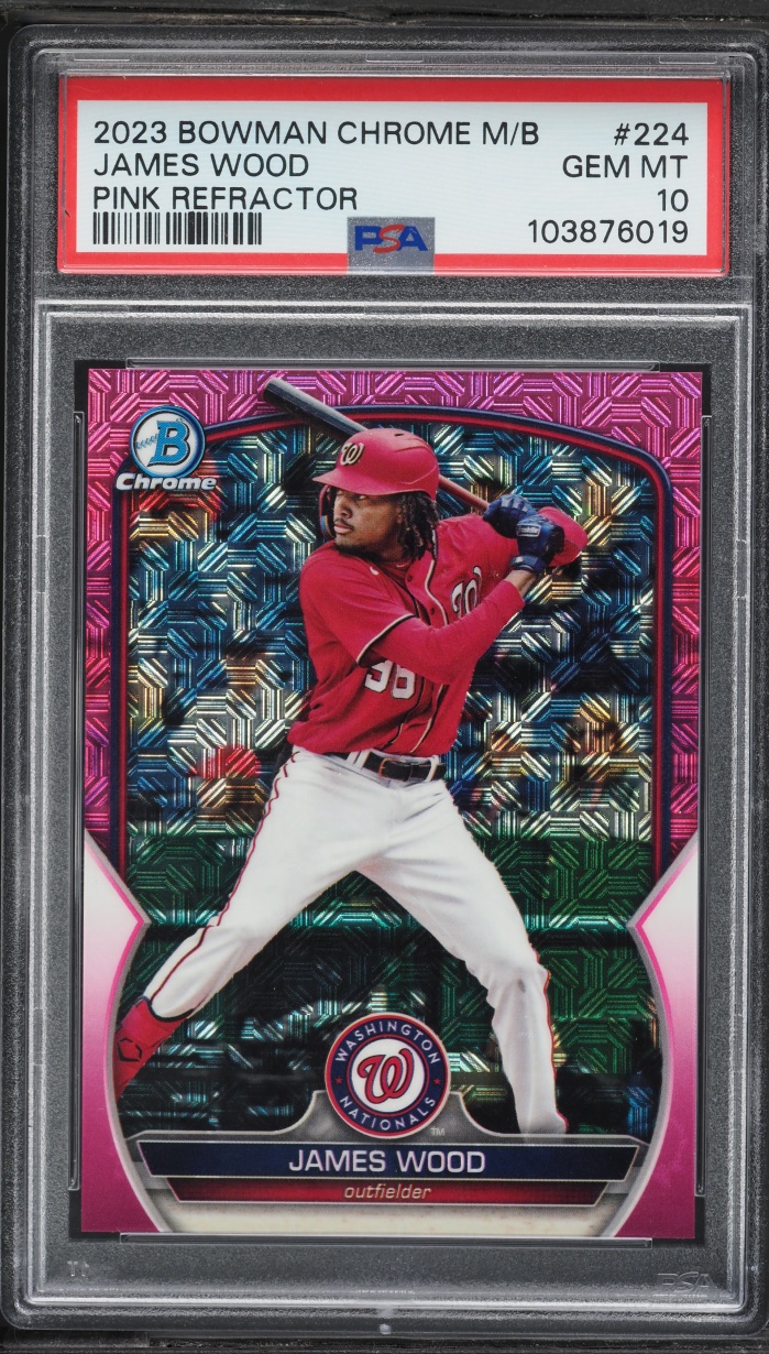 2023 Bowman Chrome Mega Box Pink Refractor James Wood PROSPECT /199 #224 PSA 10 GEM MINT