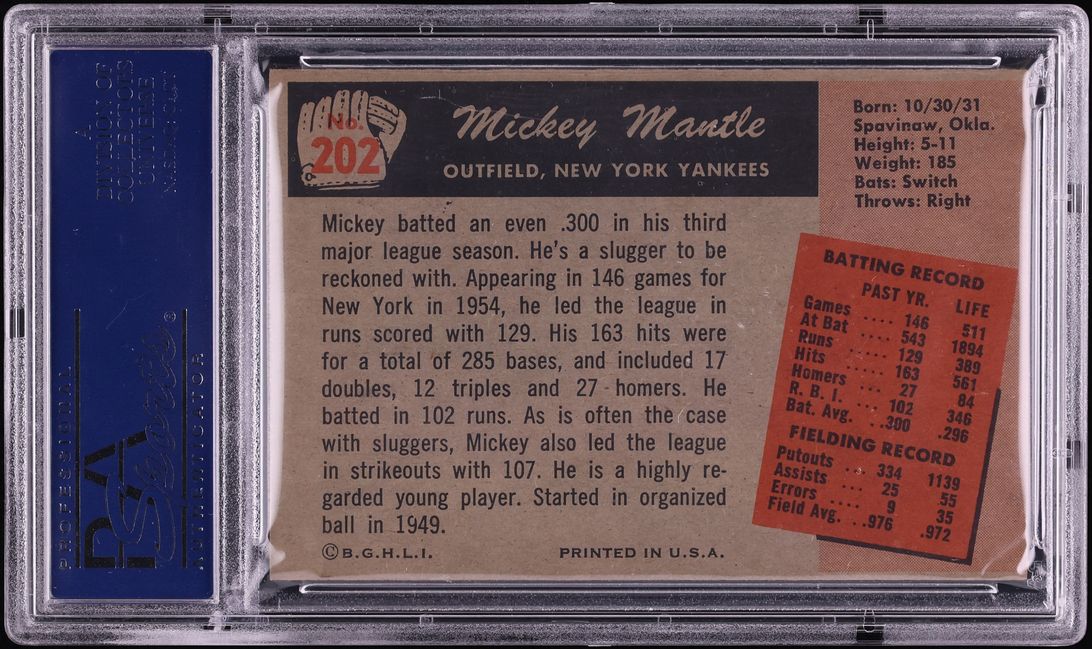 1955 Bowman Mickey Mantle #202 PSA 6 EXMT