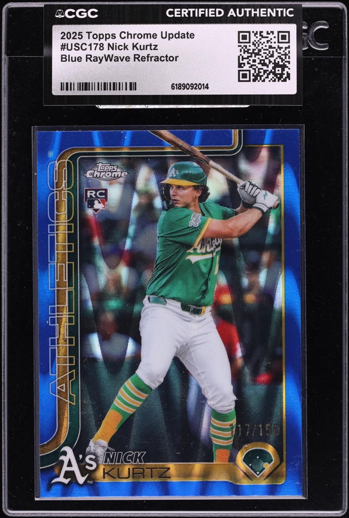 2025 Topps Chrome Update Blue RayWave Refractor Nick Kurtz ROOKIE /150 #USC178 CGC AUTH