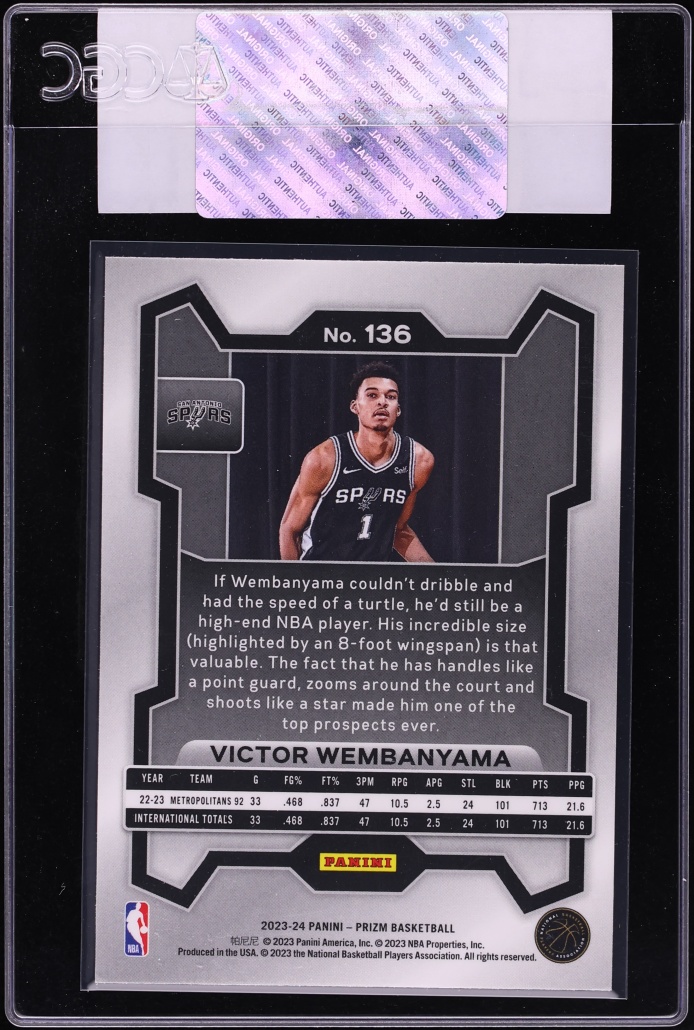 2023 Panini Prizm Victor Wembanyama ROOKIE #136 CGC AUTH - Photo 2