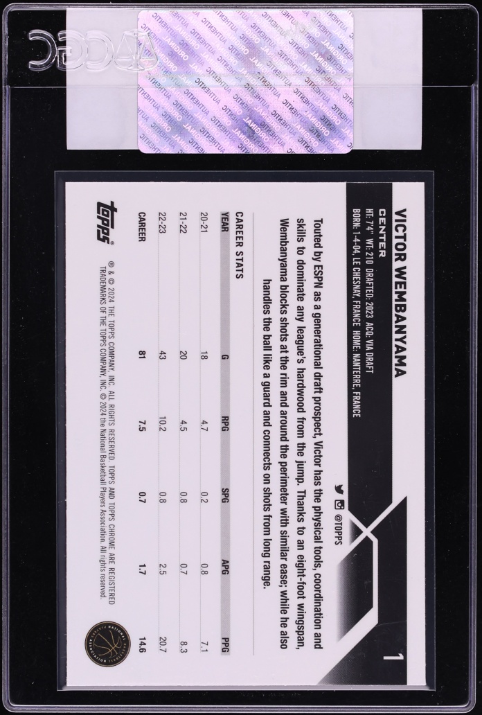 2023 Topps Chrome Victor Wembanyama ROOKIE #1 CGC AUTH - Photo 2