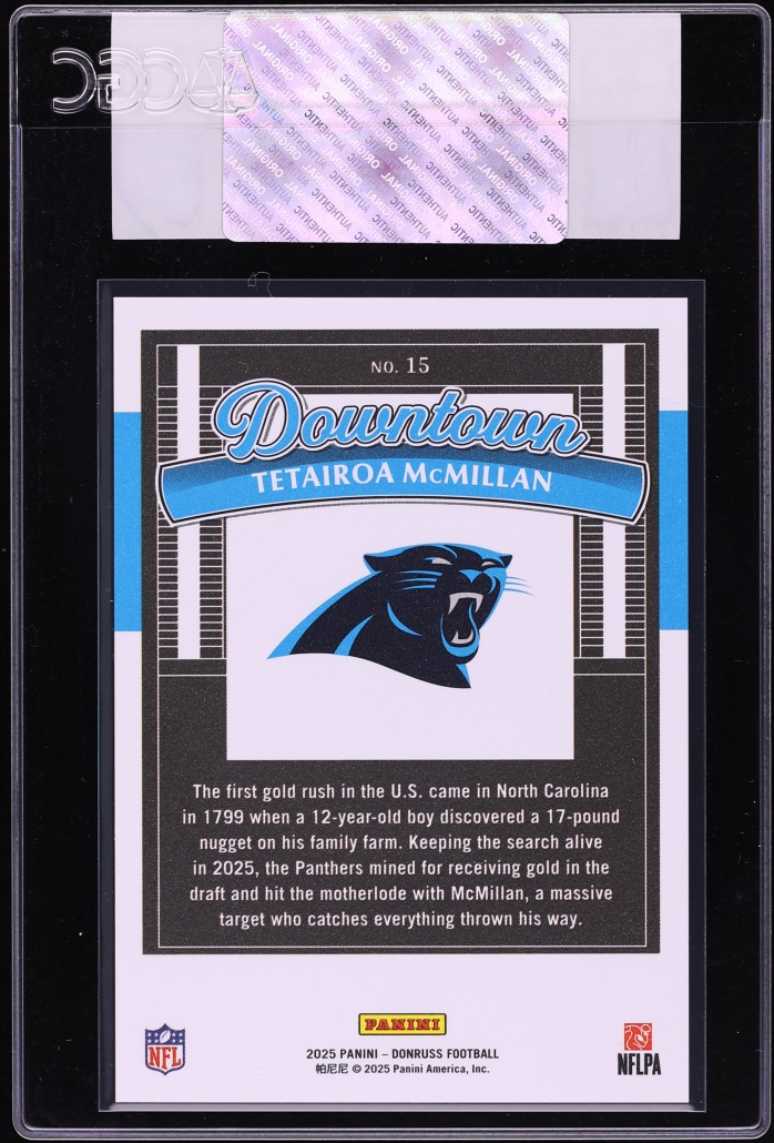 2025 Donruss Downtown Tetairoa McMillan ROOKIE #15 CGC AUTH - Photo 2
