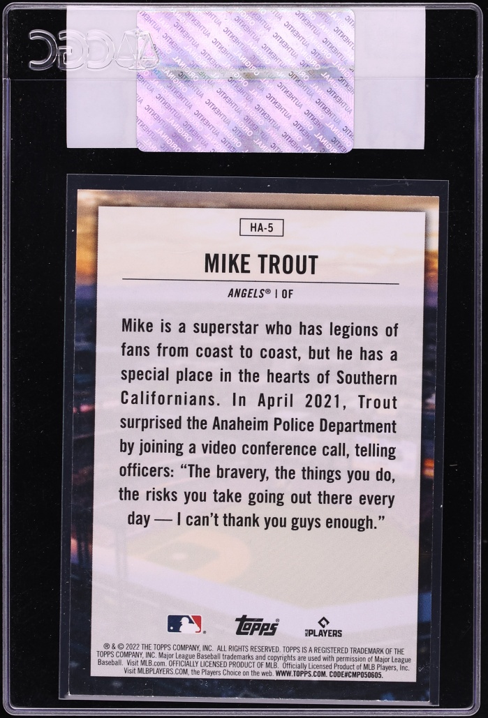 2022 Topps Home Field Advantage Mike Trout #HA-5 CGC AUTH - Photo 2