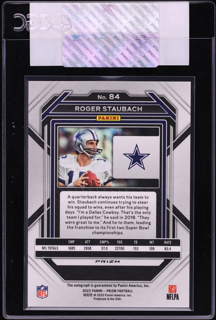 2022 Panini Prizm Silver Roger Staubach AUTO #84 CGC AUTH - Photo 2
