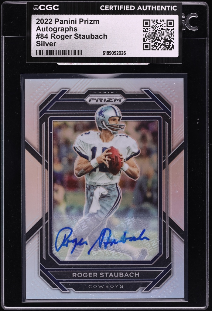 2022 Panini Prizm Silver Roger Staubach AUTO #84 CGC AUTH