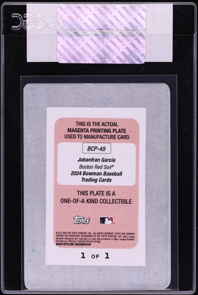 2024 Bowman Chrome Magenta Printing Plate Johanfran Garcia PROSPECT 1/1 #BCP-49 CGC AUTH - Photo 2