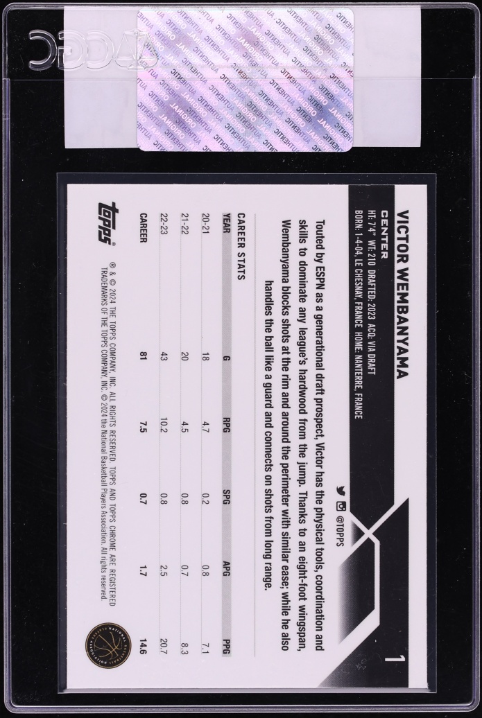 2023 Topps Chrome Victor Wembanyama ROOKIE #1 CGC AUTH - Photo 2
