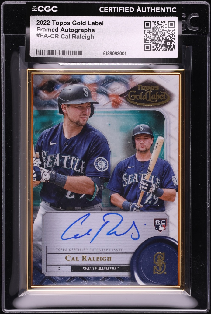 2022 Topps Gold Label Framed Cal Raleigh ROOKIE AUTO #FA-CR CGC AUTH