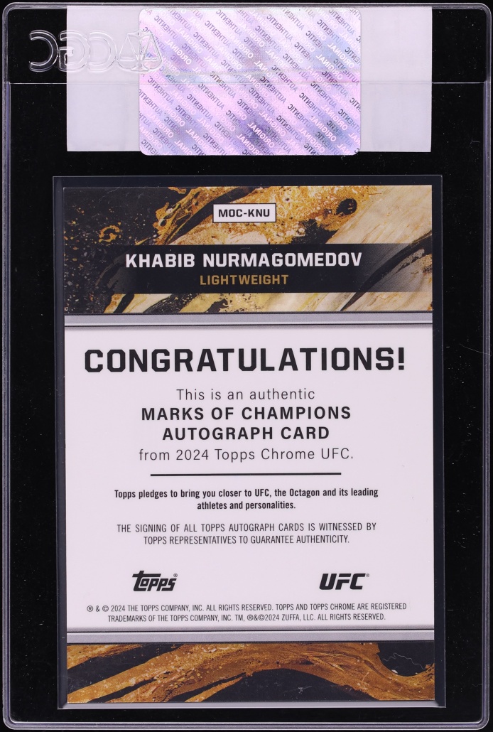 2024 Topps Chrome UFC Marks Of Champions Khabib Nurmagomedov AUTO #MOC-KNU CGC AUTH - Photo 2