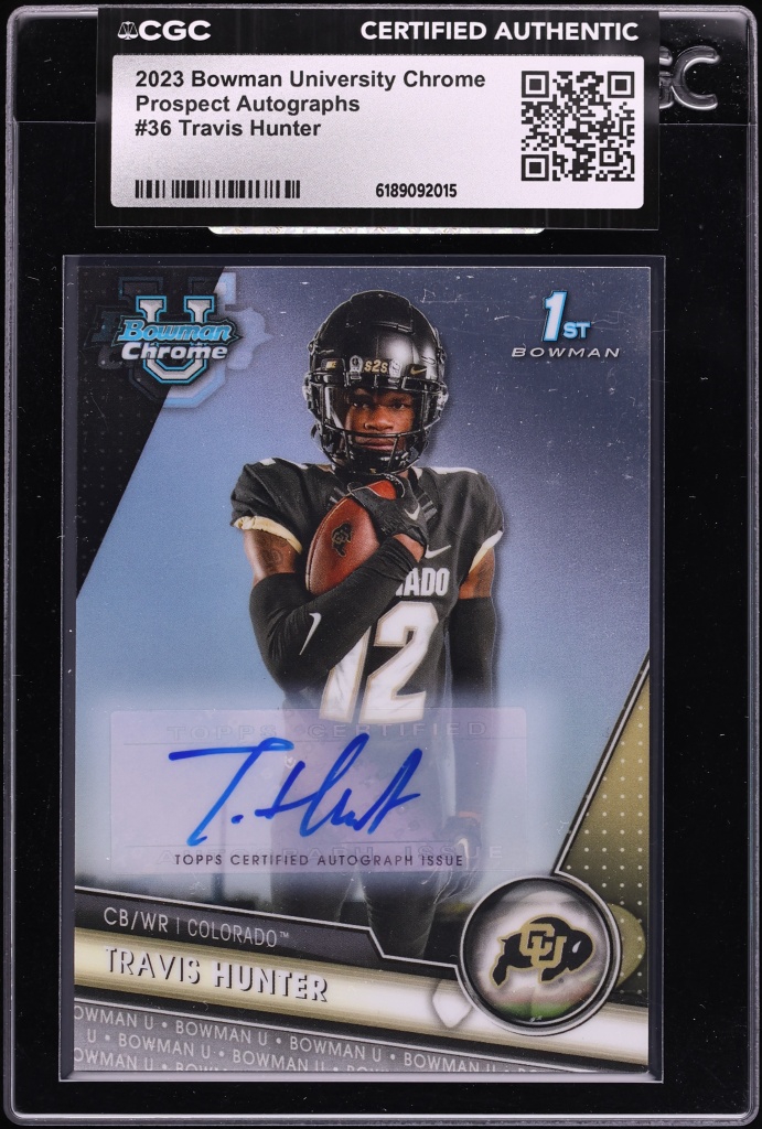 2023 Bowman Chrome University Prospect Travis Hunter AUTO #36 CGC AUTH