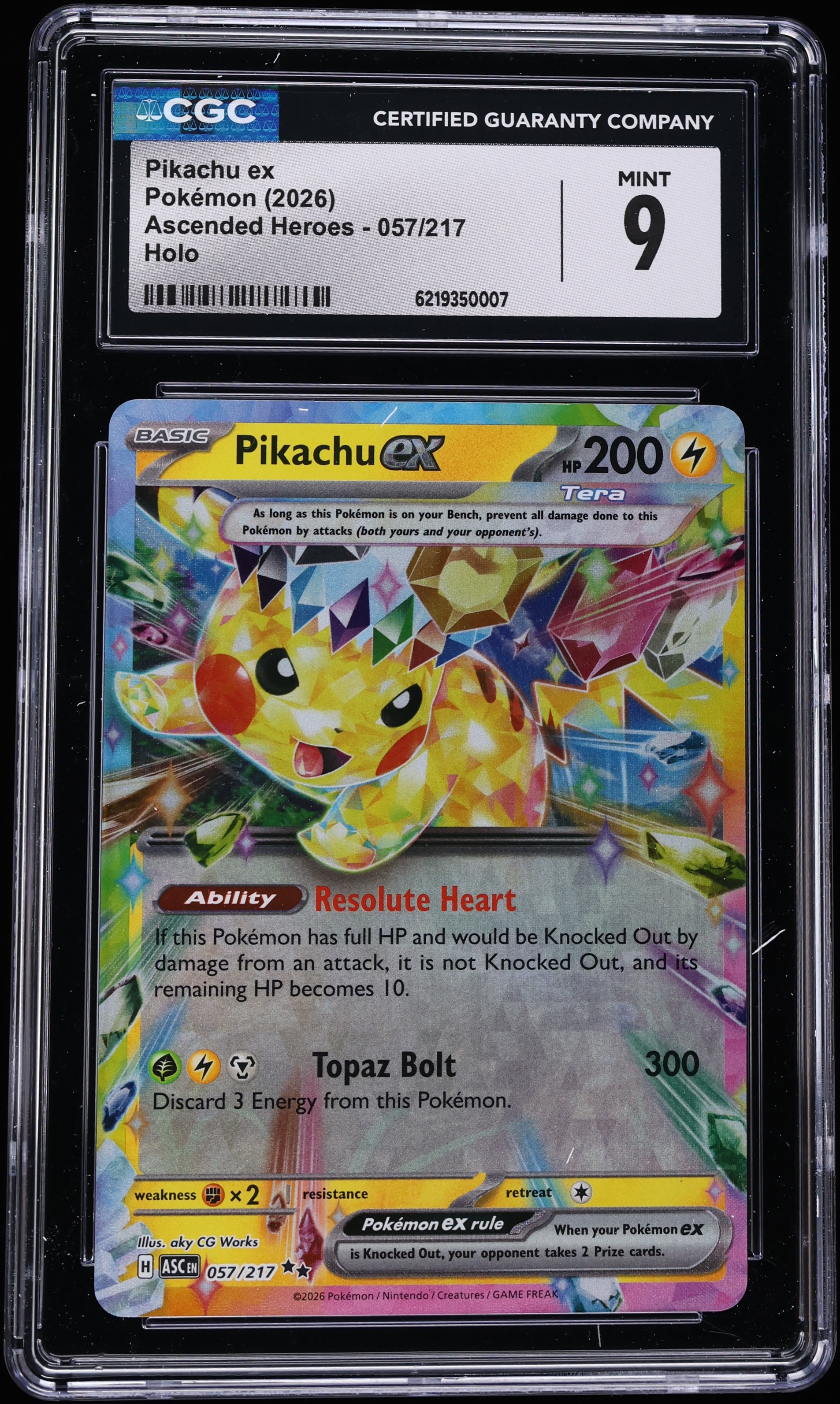 2026 Pokemon Mega Evolution Ascended Heroes Holo Pikachu EX #57 CGC 9 MINT