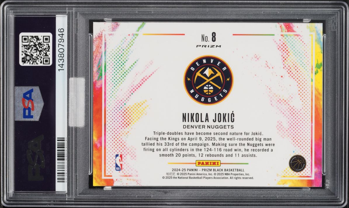 2024 Panini Prizm Black Color Blast Nikola Jokic #8 MBA PSA 10 GEM MINT