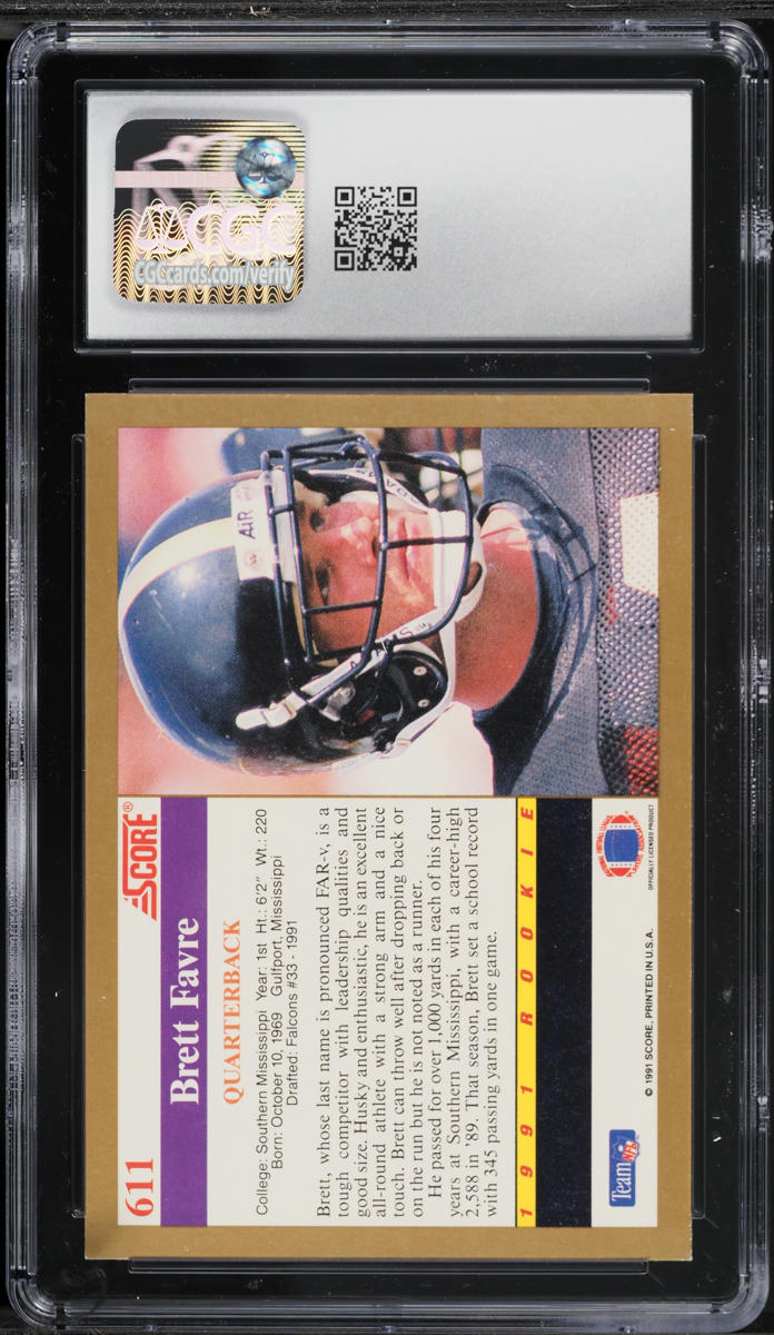1991 Score Football Brett Favre ROOKIE #611 CGC 8.5 NM-MT+