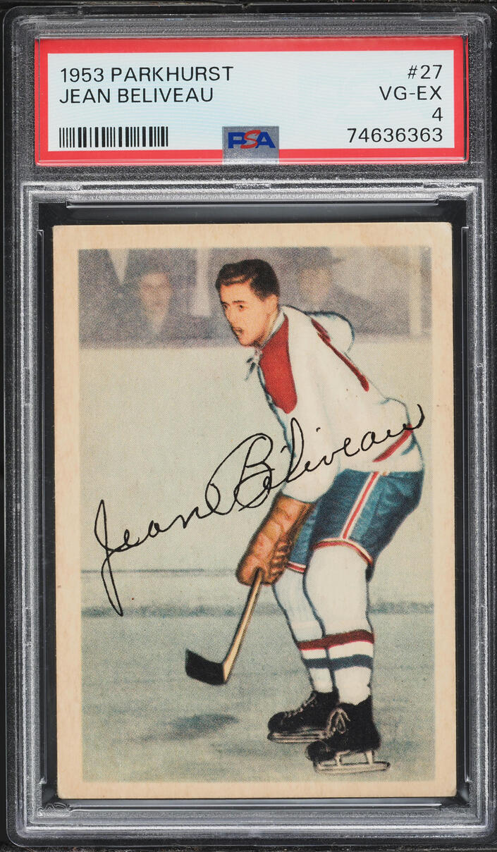 1953 Parkhurst Jean Beliveau ROOKIE #27 PSA 4 VGEX