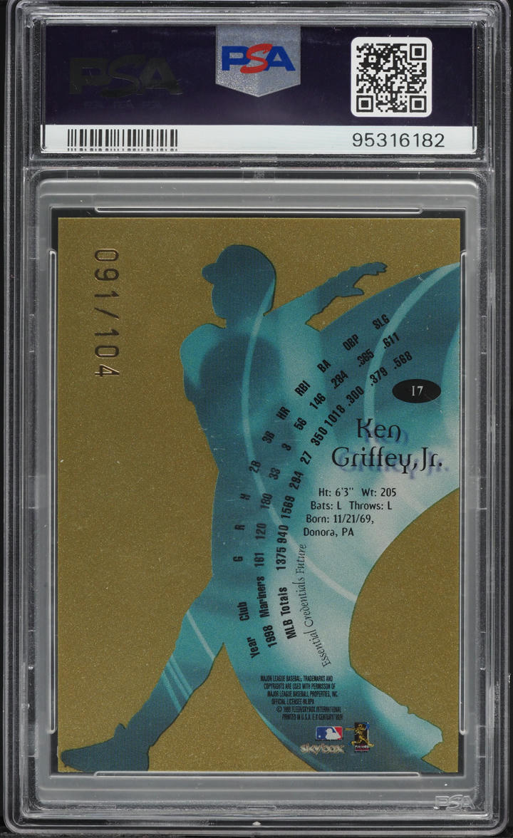 1999 Skybox E-X Essential Credentials Future Ken Griffey Jr. /104 #17 PSA 8