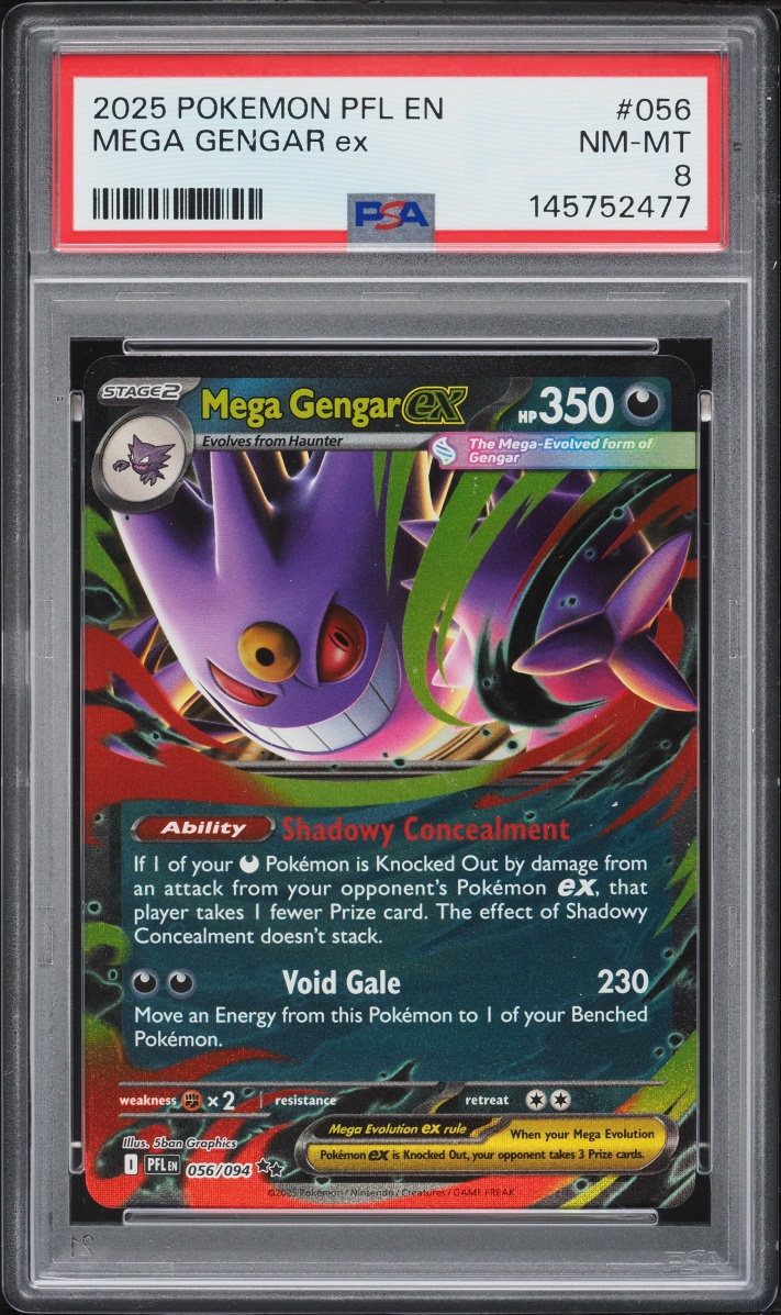 2025 Pokemon Mega Evolution Phantasmal Flames Holo Mega Gengar Ex #56 PSA 8 NM-MT