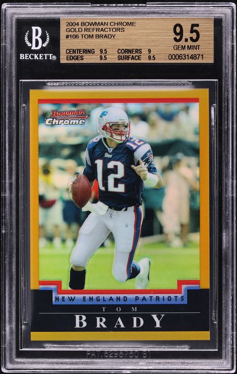 2004 Bowman Chrome Gold Refractor Tom Brady /50 #106 BGS 9.5 GEM MINT