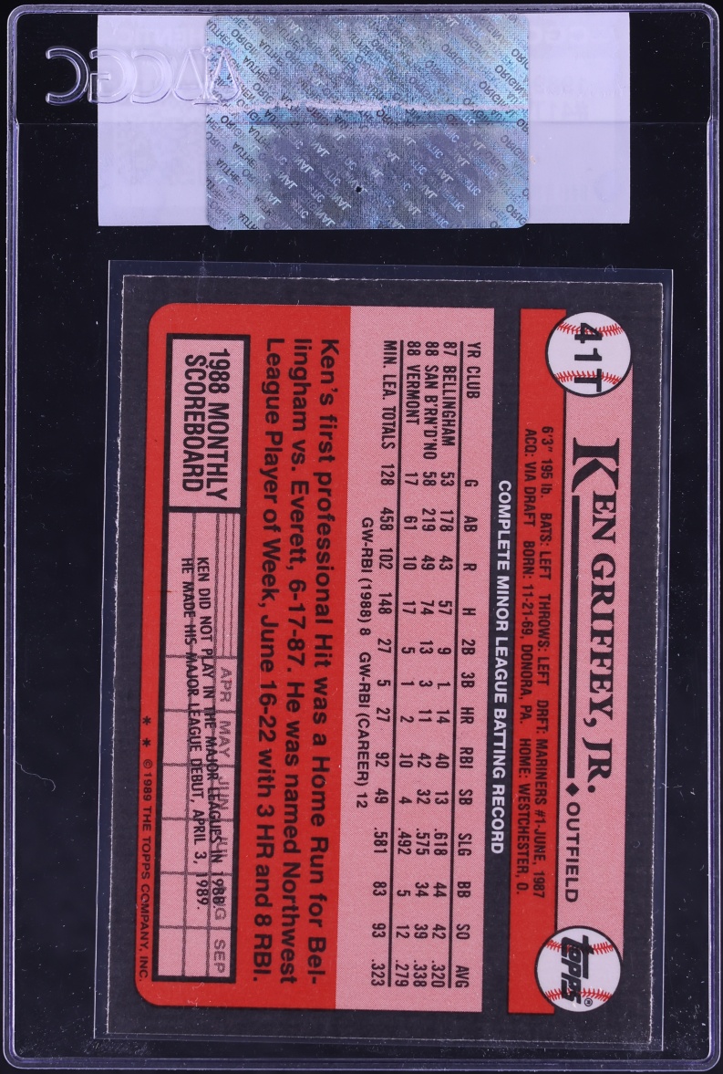 1989 Topps Traded Ken Griffey Jr. ROOKIE #41T CGC AUTH