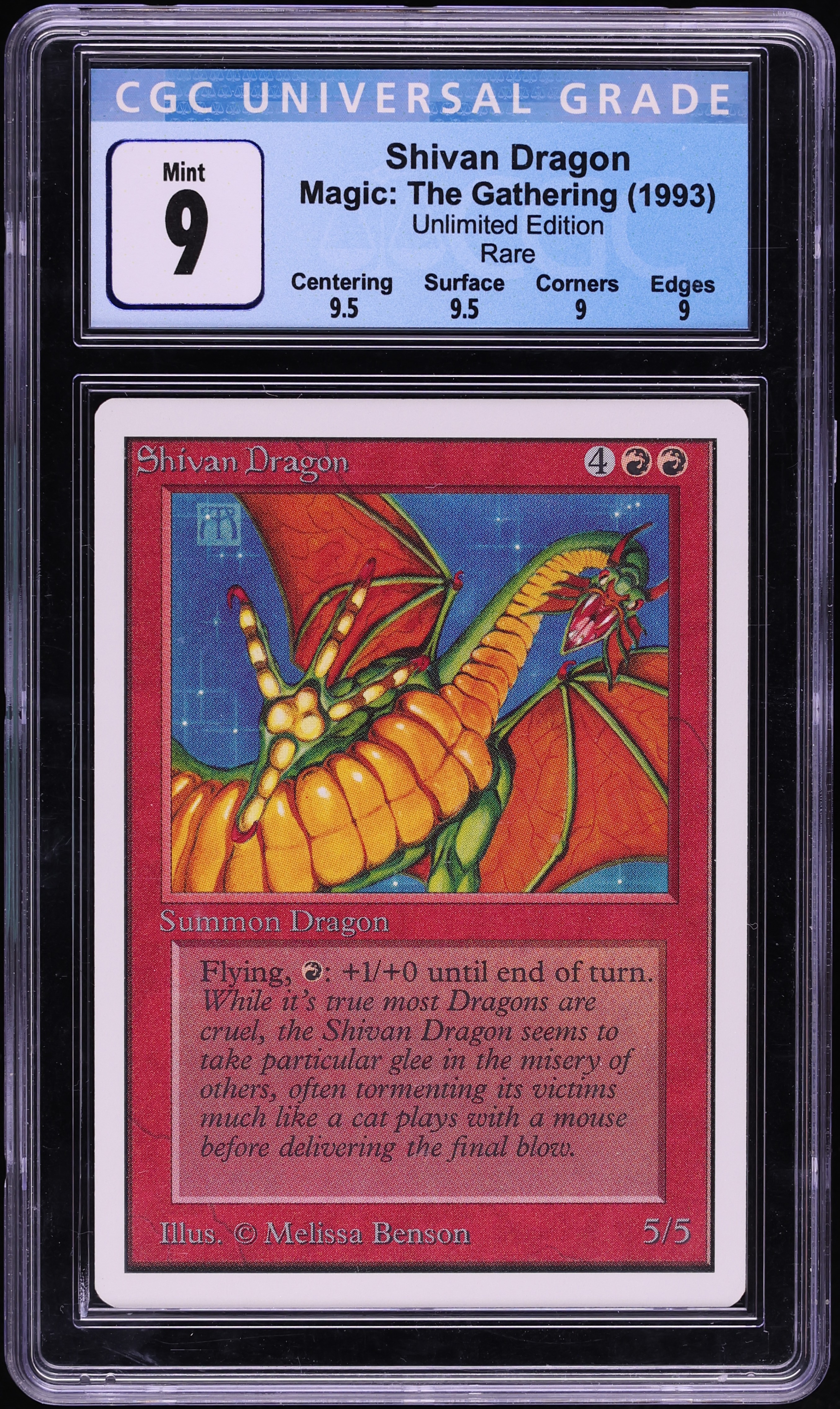 1993 Magic The Gathering MTG Unlimited Shivan Dragon CGC 9 MINT