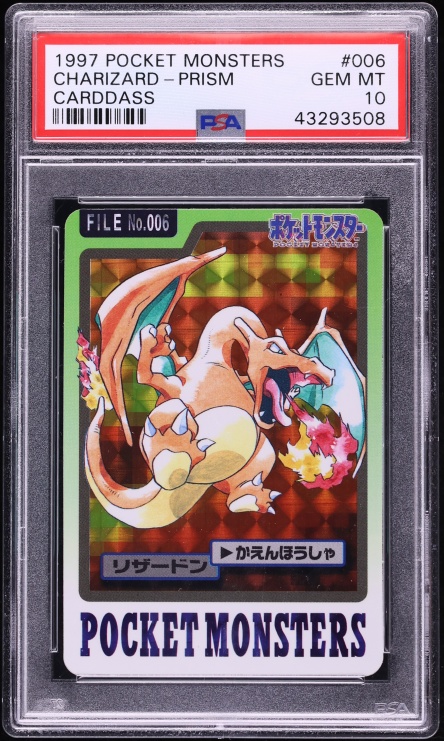1997 Pokemon Japanese Pocket Monsters Carddass Prism Charizard #6 PSA 10 GEM MINT