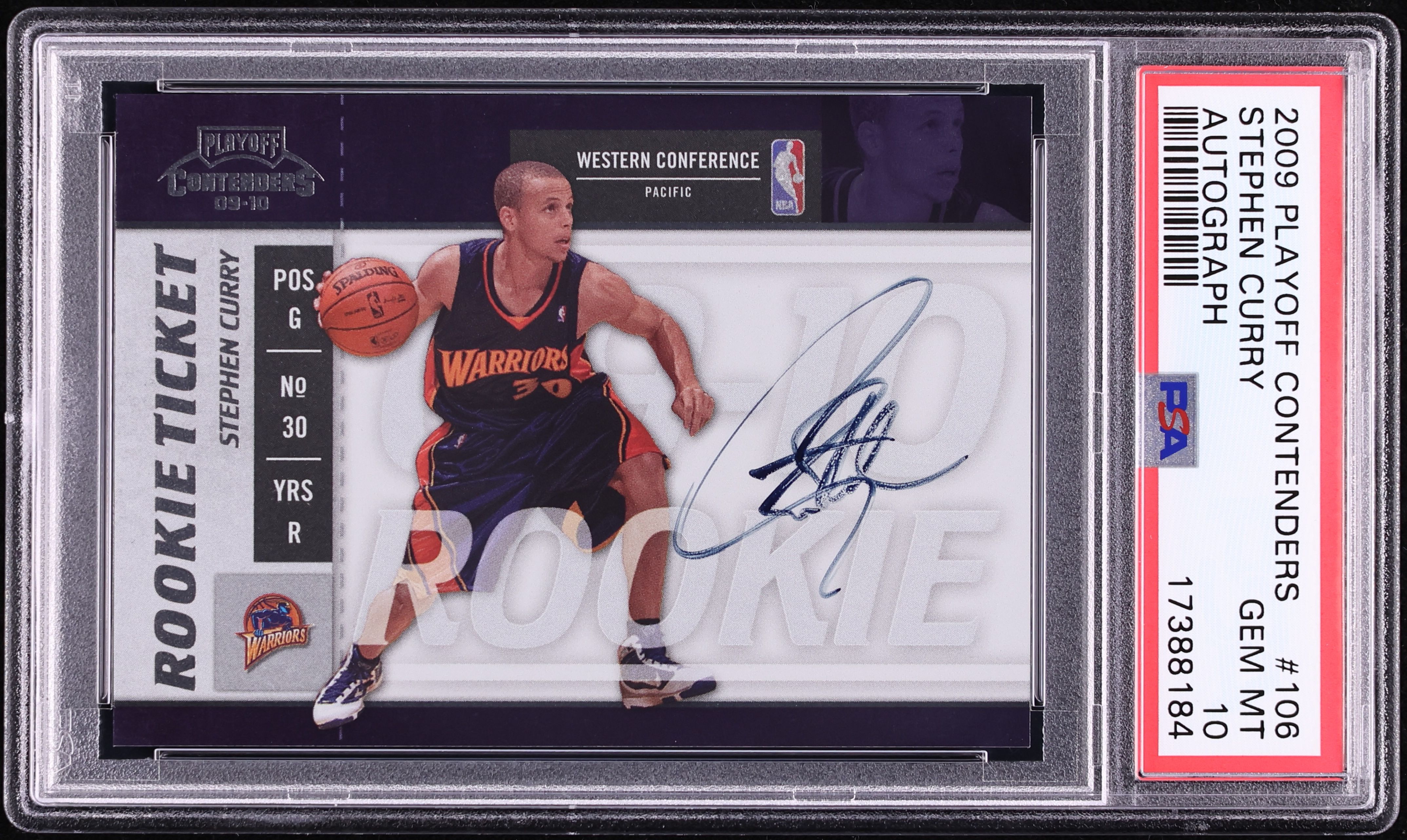 2009 Playoff Contenders Stephen Curry ROOKIE AUTO #106 PSA 10 GEM