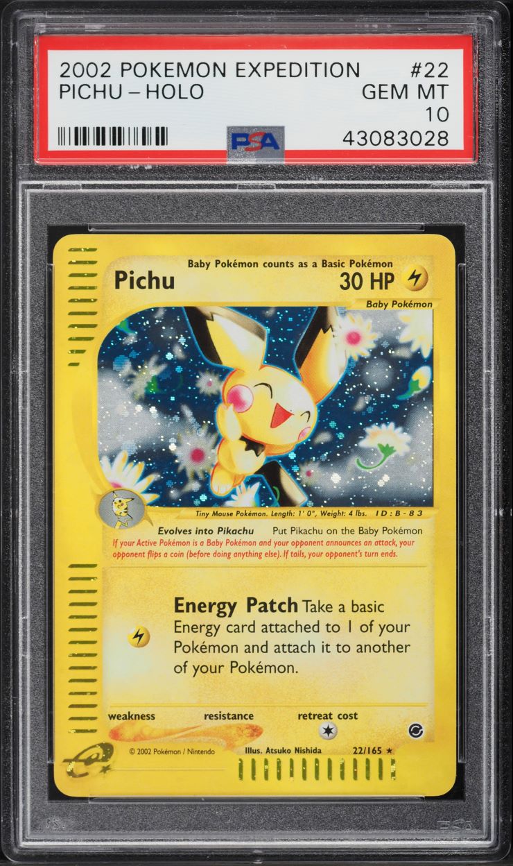 2002 Pokemon Expedition Holo Pichu #22 PSA 10 GEM MINT