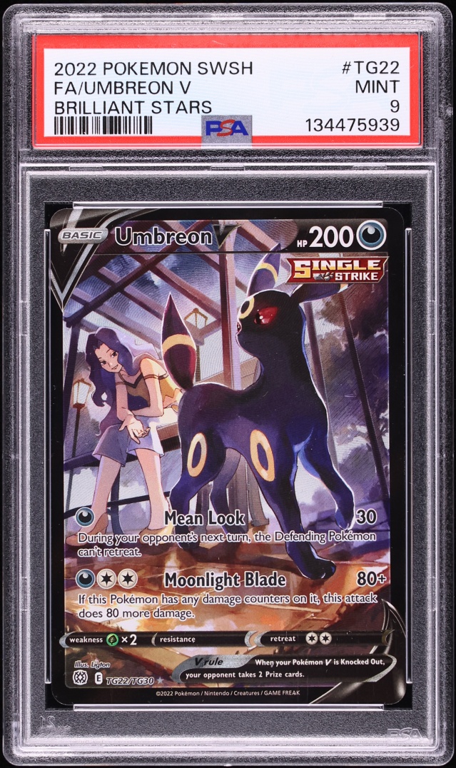 2022 Pokemon Sword & Shield Brilliant Stars CHR Umbreon V #TG22 PSA 9 MINT