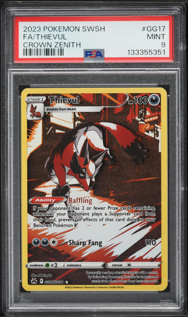 2023 Pokemon Sword & Shield Crown Zenith Alt Art Thievul #GG17 PSA 9 MINT