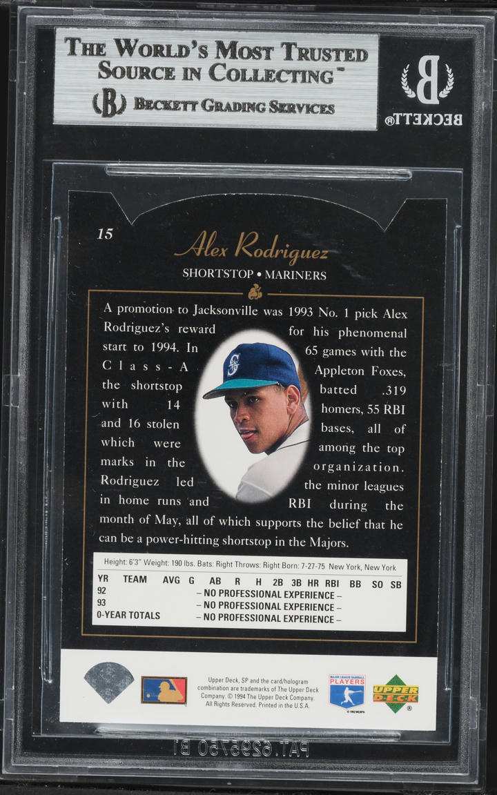 1994 SP Foil Die-Cut Alex Rodriguez ROOKIE #15 BGS 9 MINT