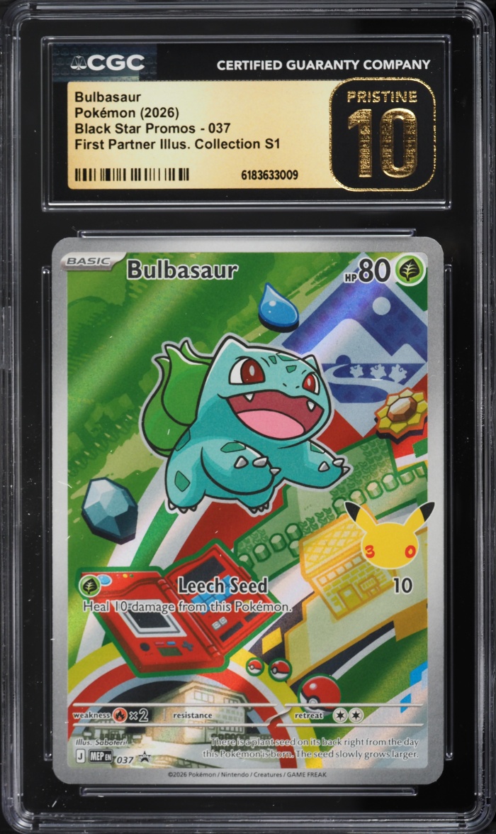 2026 Pokemon Mega Promo First Partner Illustration Full Art Bulbasaur #37 CGC 10 PRISTINE
