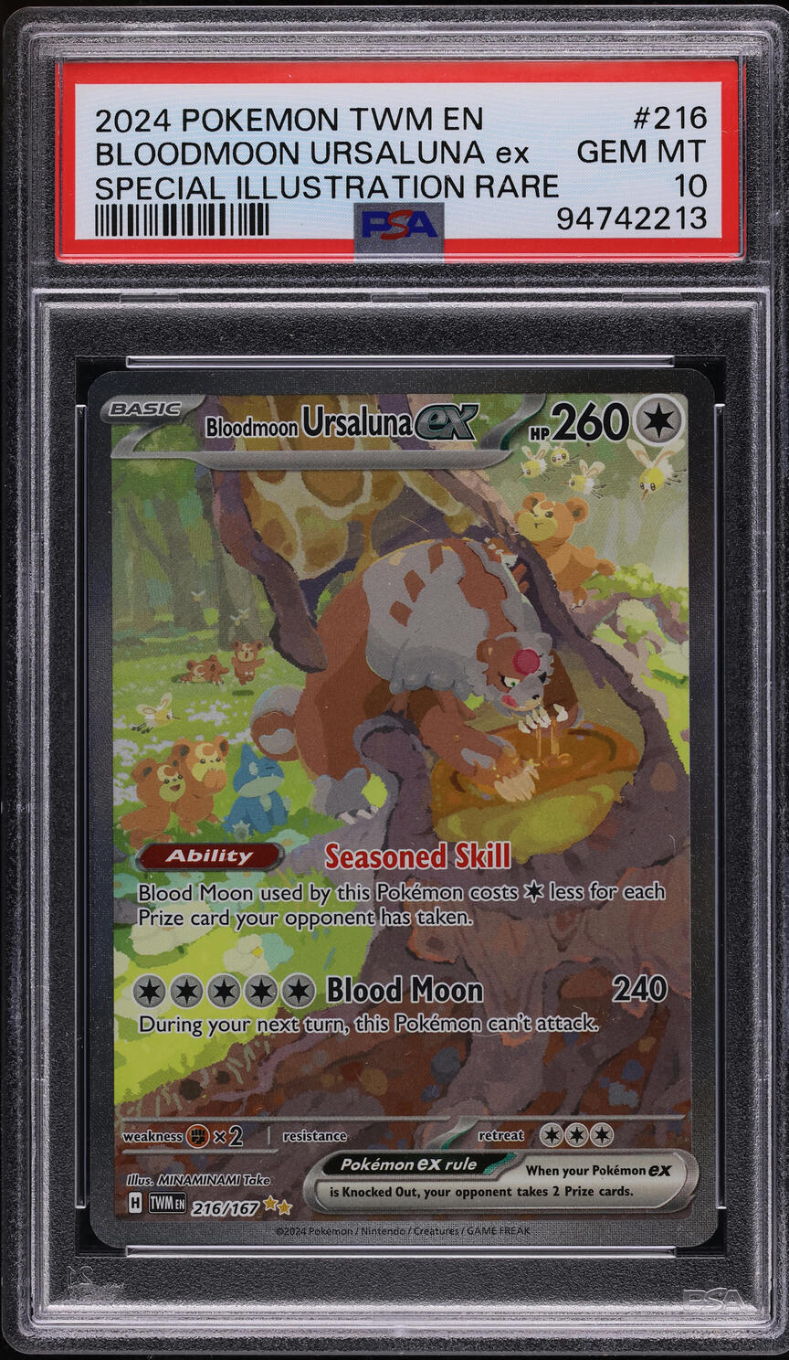 2024 Pokemon Scarlet & Violet Twilight Masquerade SIR Bloodmoon Ursaluna Ex #216 PSA 10 GEM