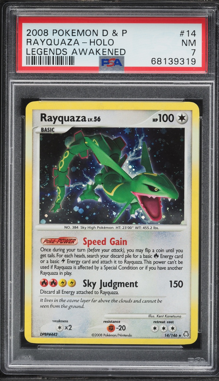 2008 Pokemon Diamond & Pearl Legends Awakened Holo Rayquaza #14 PSA 7 NRMT
