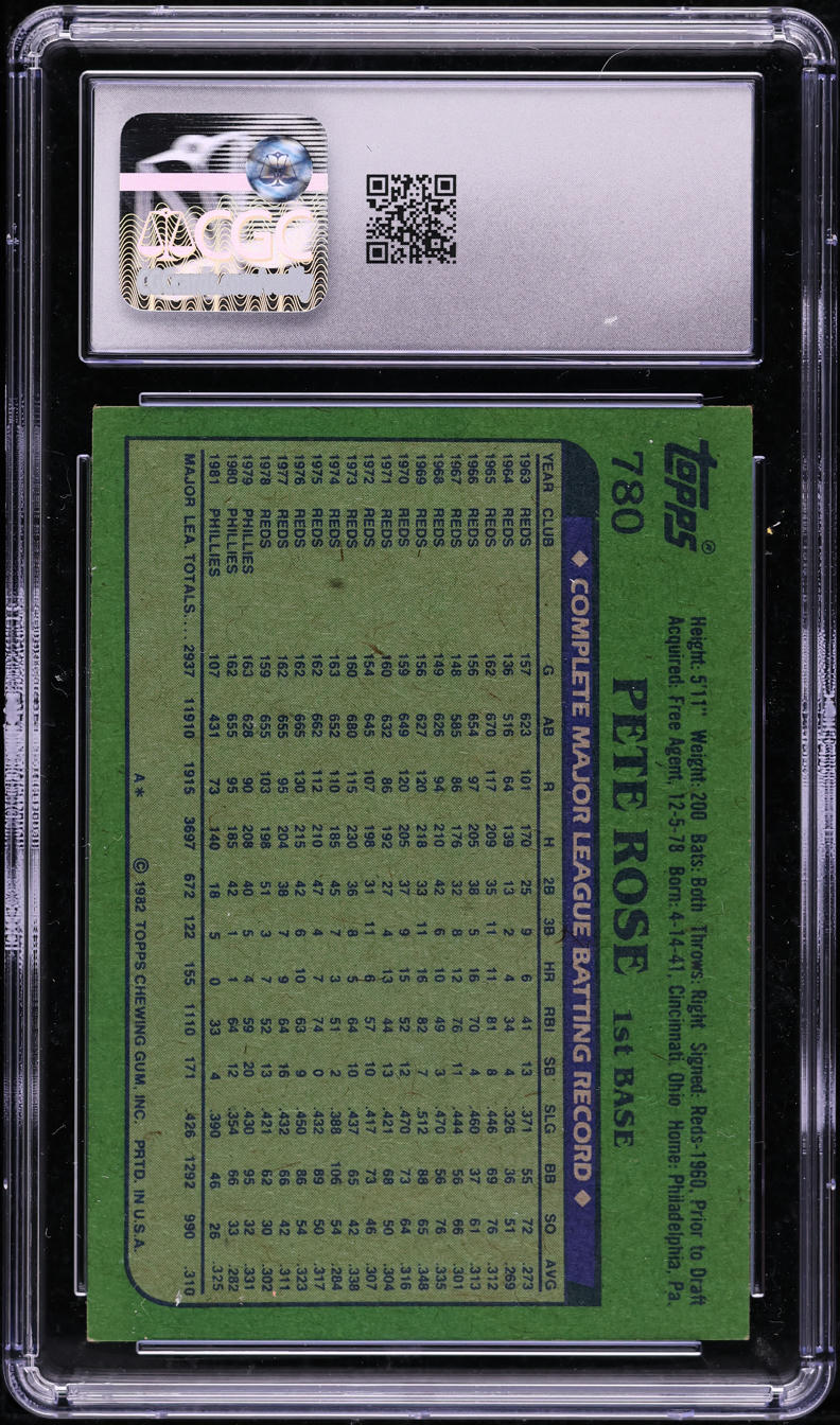 1982 Topps Pete Rose #780 CGC 7 NRMT