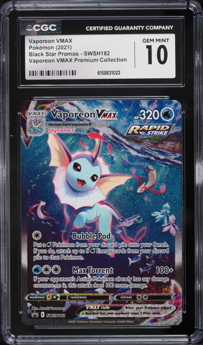 2021 Pokemon SWSH Promo Premium Collection Alt Art Vaporeon VMAX #SWSH182 CGC 10 GEM MINT