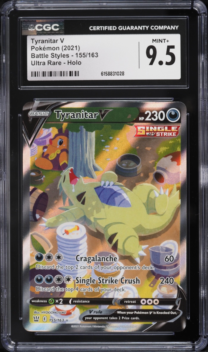 2021 Pokemon Sword & Shield Battle Styles Alt Art Tyranitar V #155 CGC 9.5 MINT+