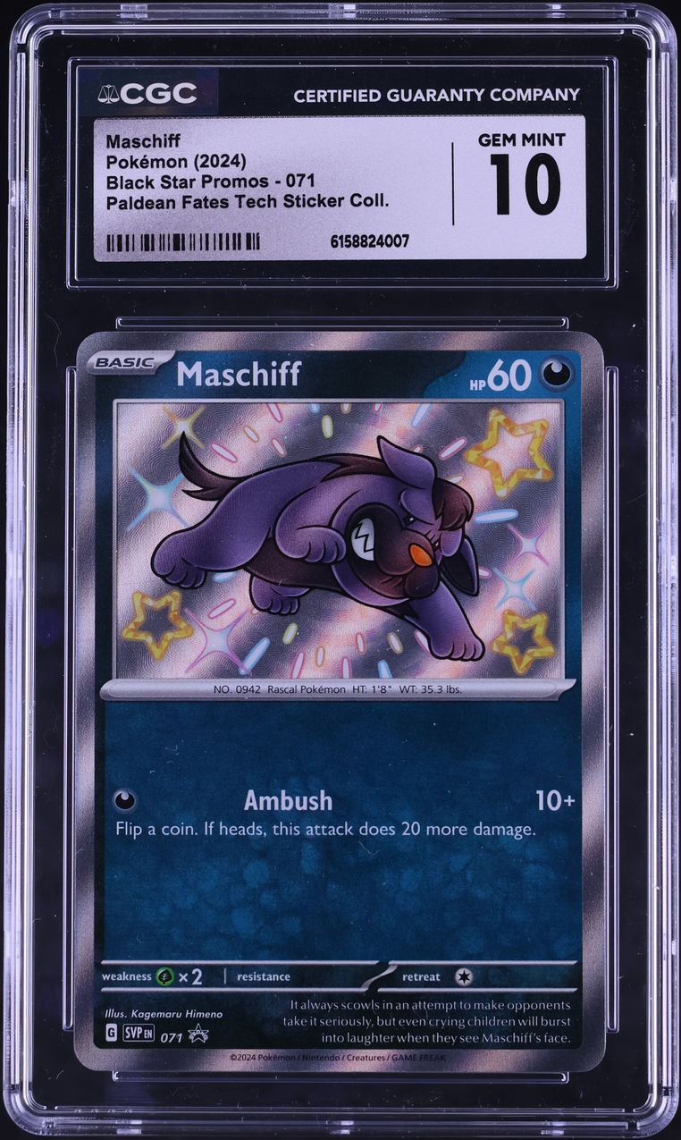 2024 Pokemon Scarlet & Violet Promo Paldean Fates Teck Sticker Shiny Maschiff #071 CGC 10 GEM