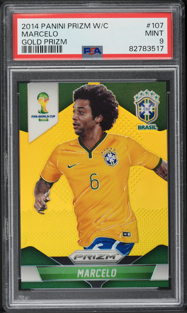 2014 Panini Prizm World Cup Gold Marcelo /10 #107 PSA 9 MINT