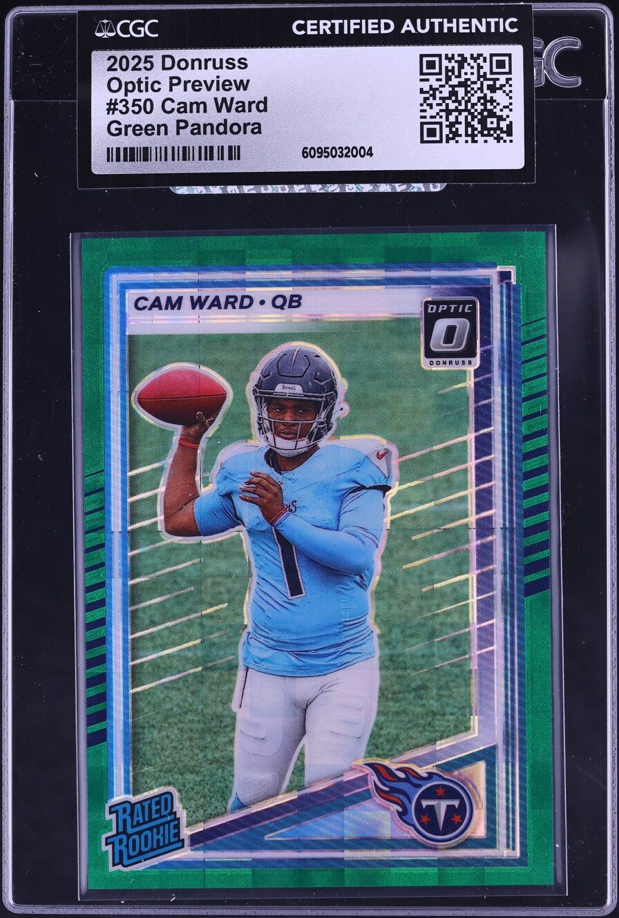 2025 Donruss Optic Preview Green Pandora Cam Ward ROOKIE /25 #350 CGC AUTH