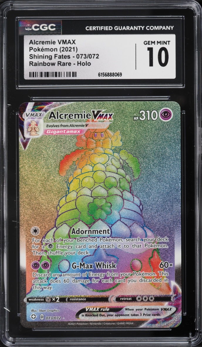 2021 Pokemon Sword & Shield Shining Fates Rainbow Rare Alcremie VMAX #73 CGC 10 GEM MINT