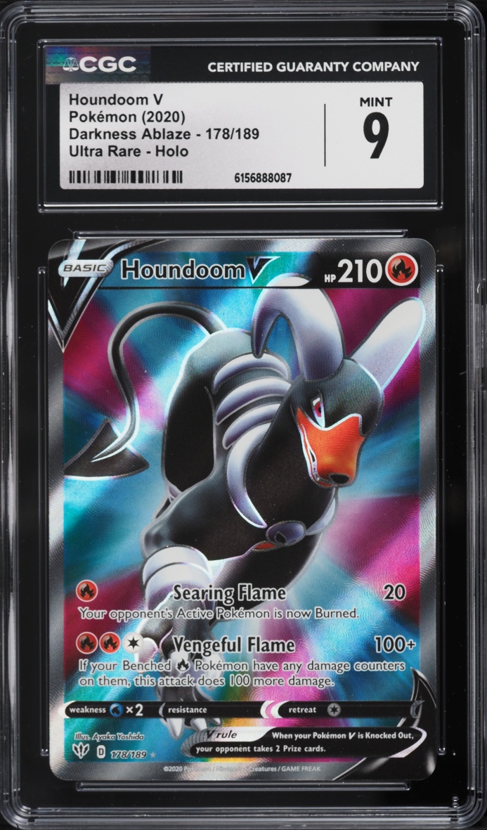 2020 Pokemon Sword & Shield Darkness Ablaze Full Art Houndoom V #178 CGC 9 MINT